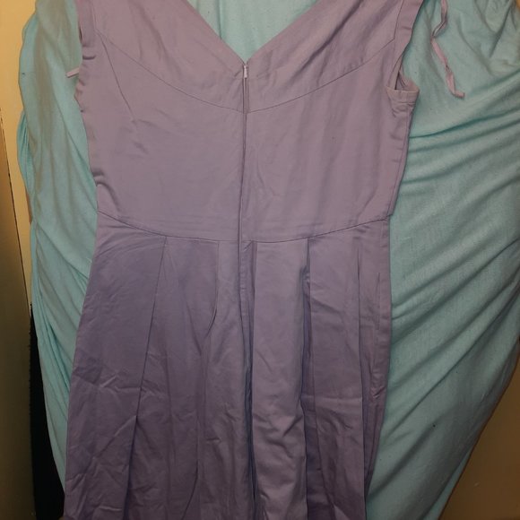 Modcloth x Emily and Fin surplice Keener Postures A-Line Dress lavender - Picture 6 of 6